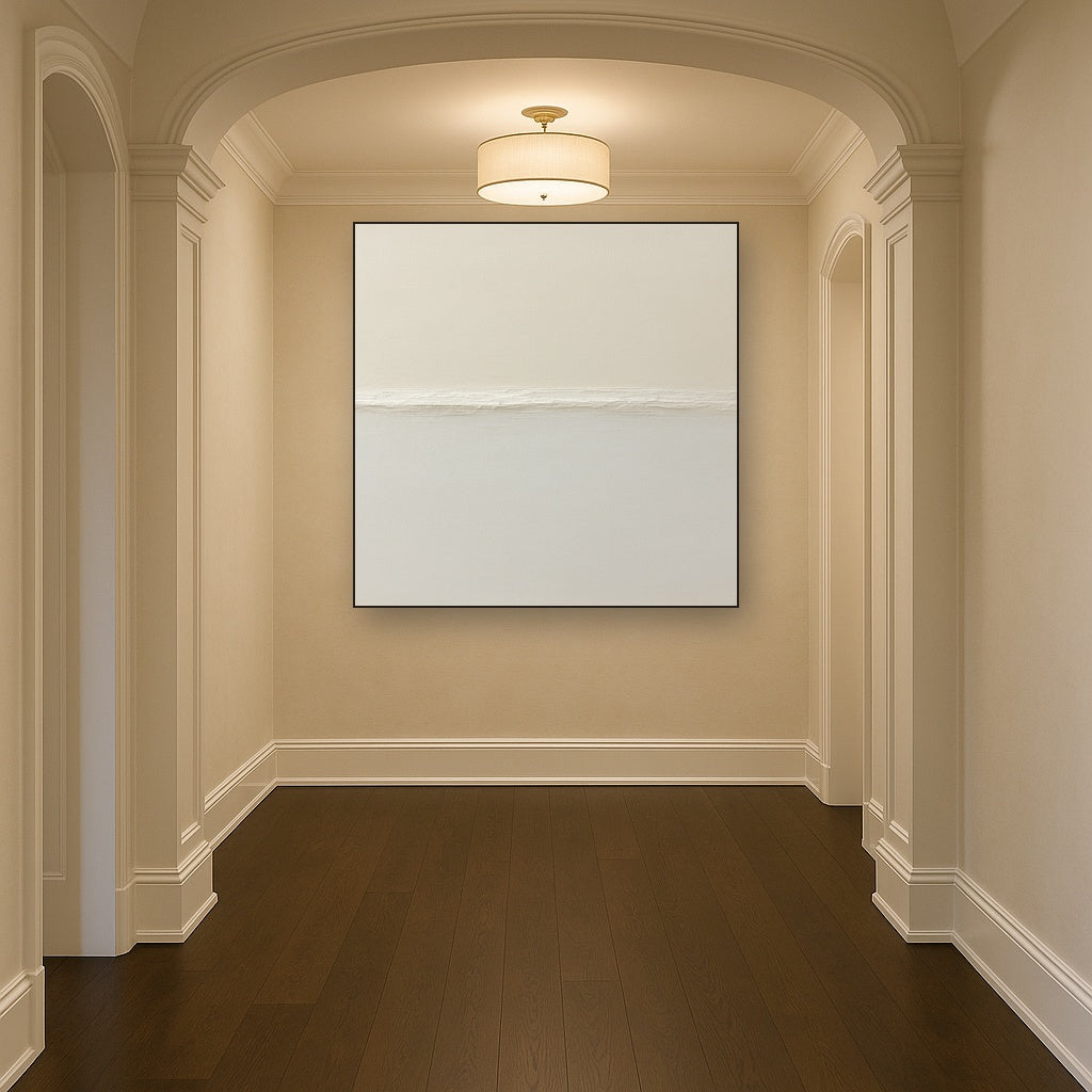 Minimalist White Horizon Band No. 7 - Modern Fine Art Oil Painting - View 5
