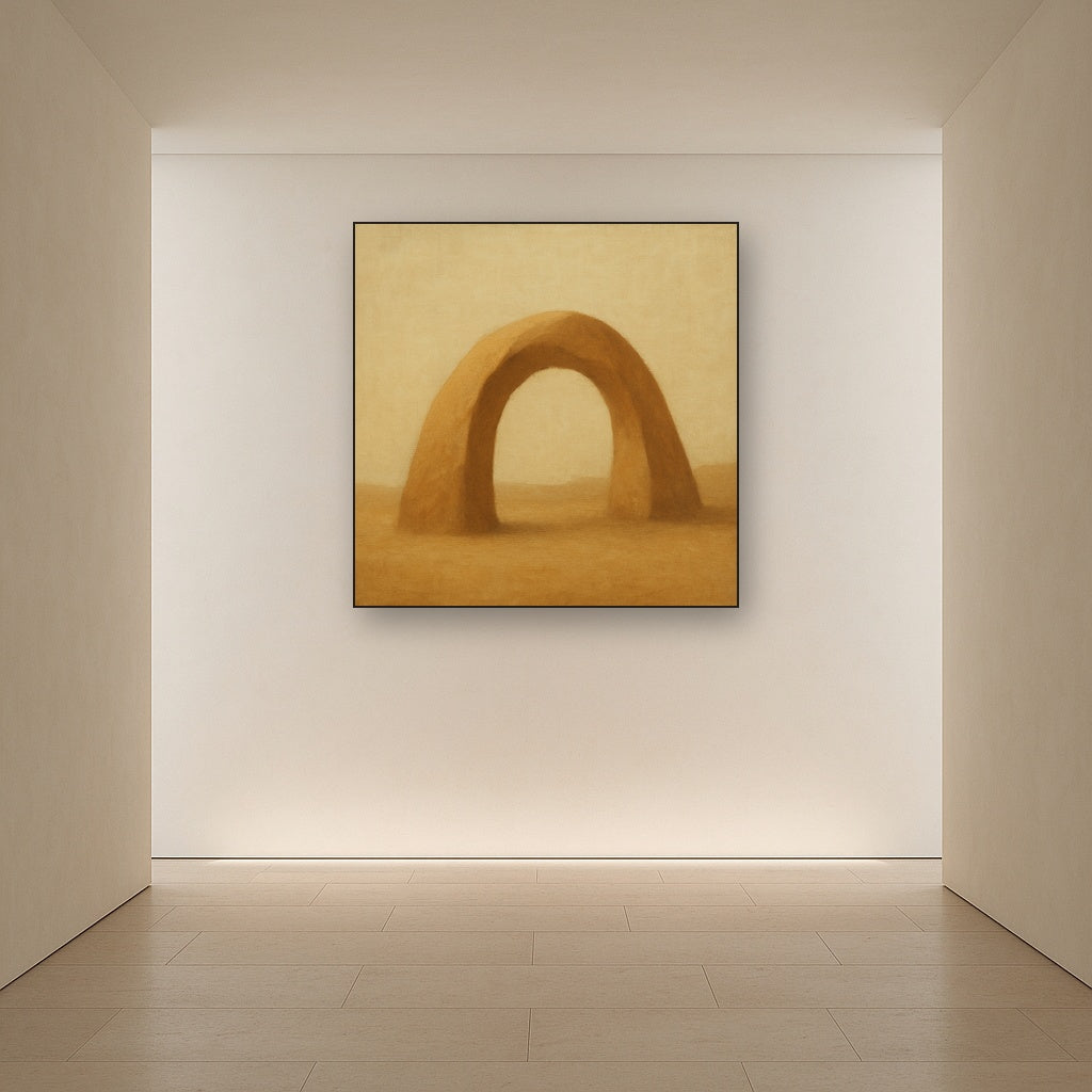 Warm Beige Travertine Arch No. 1 - Modern Fine Art Oil Painting - View 5