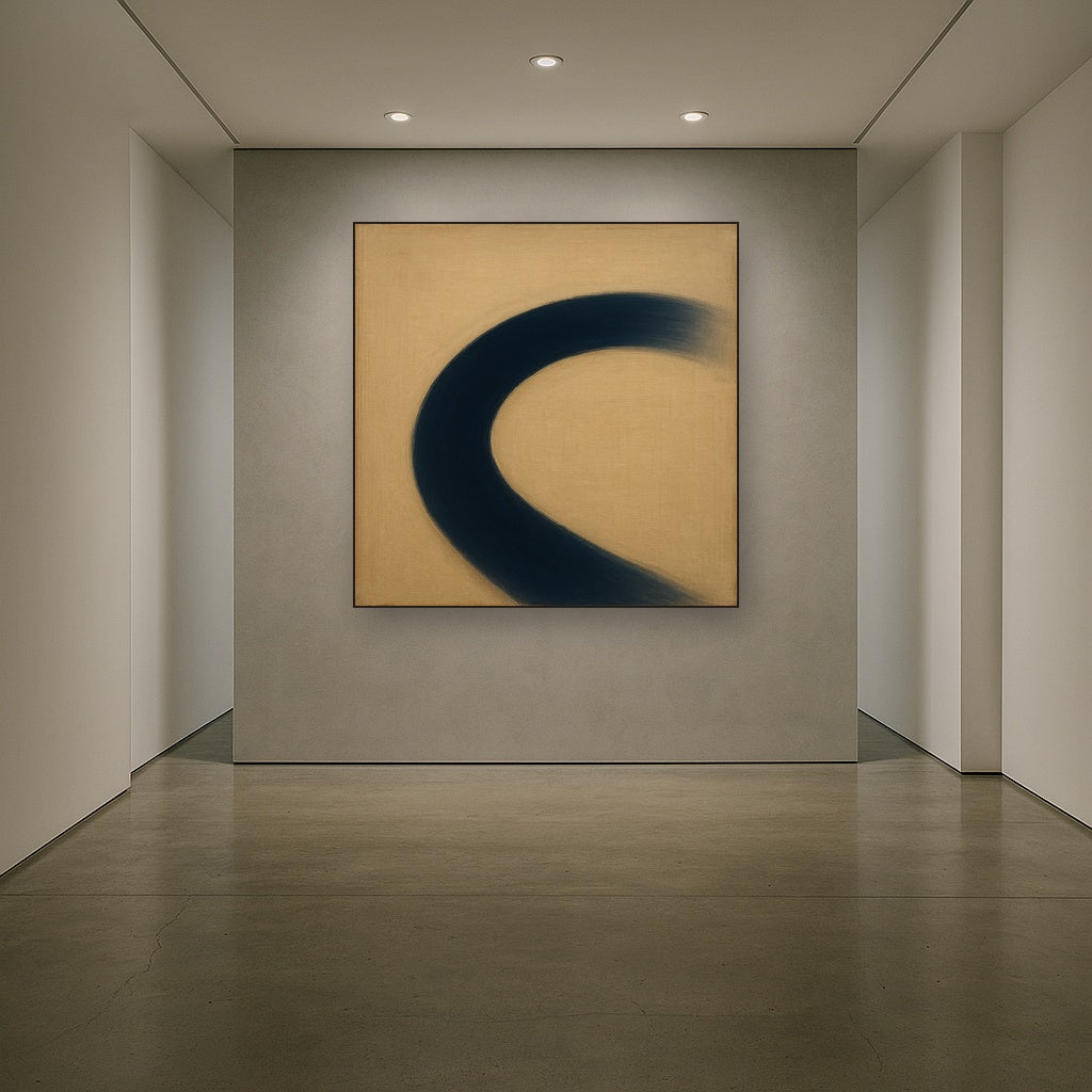 Navy Indigo & Warm Sand Sweep No. 2 - Modern Fine Art Oil Painting - View 5