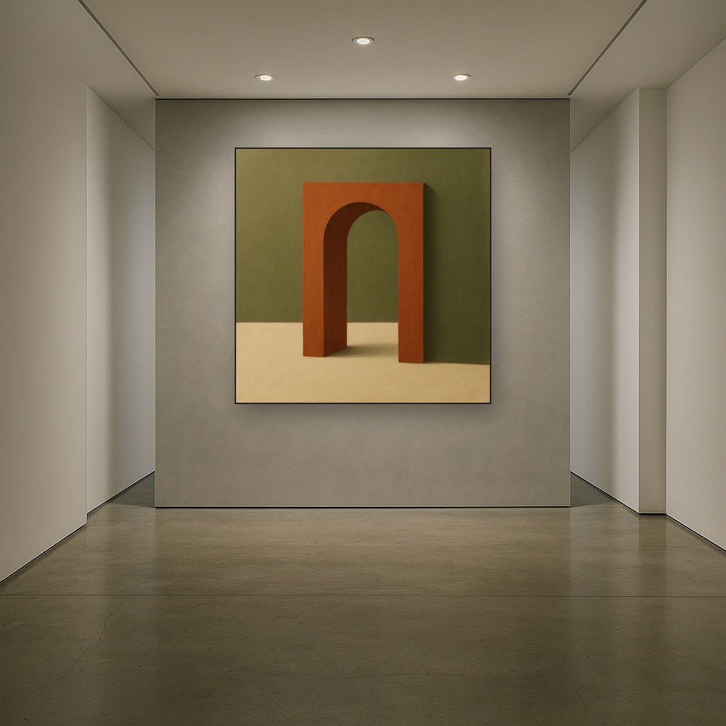 Terracotta Clay & Cream Arch No. 4 - Modern Fine Art Oil Painting - View 5