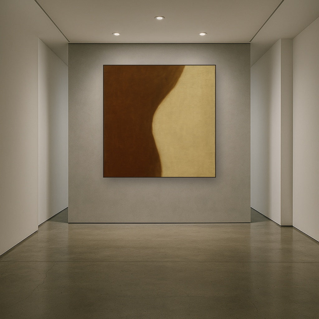Burnt Umber & Greige Duet No. 7 - Modern Fine Art Oil Painting - View 5