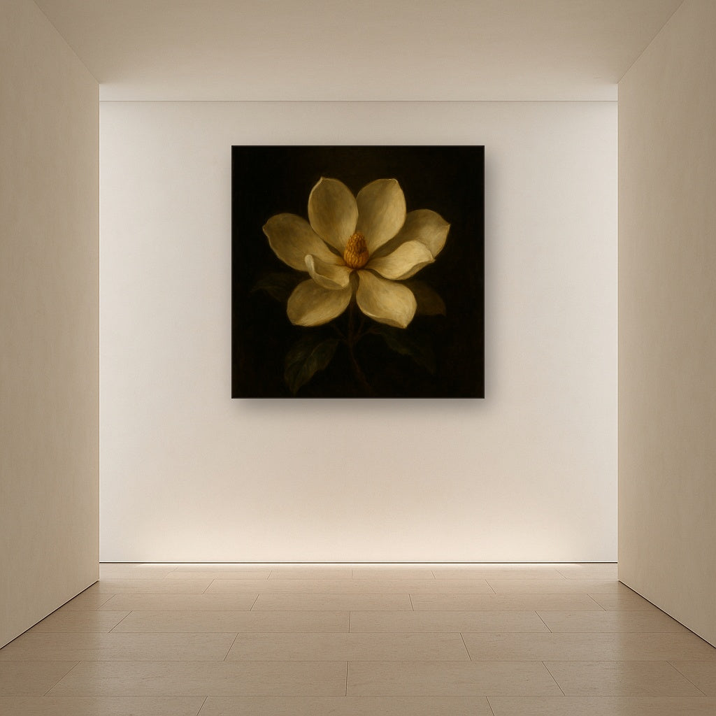Magnolia Blossom in Quiet Chiaroscuro No. 3 Fine Art Oil Painting - View 5