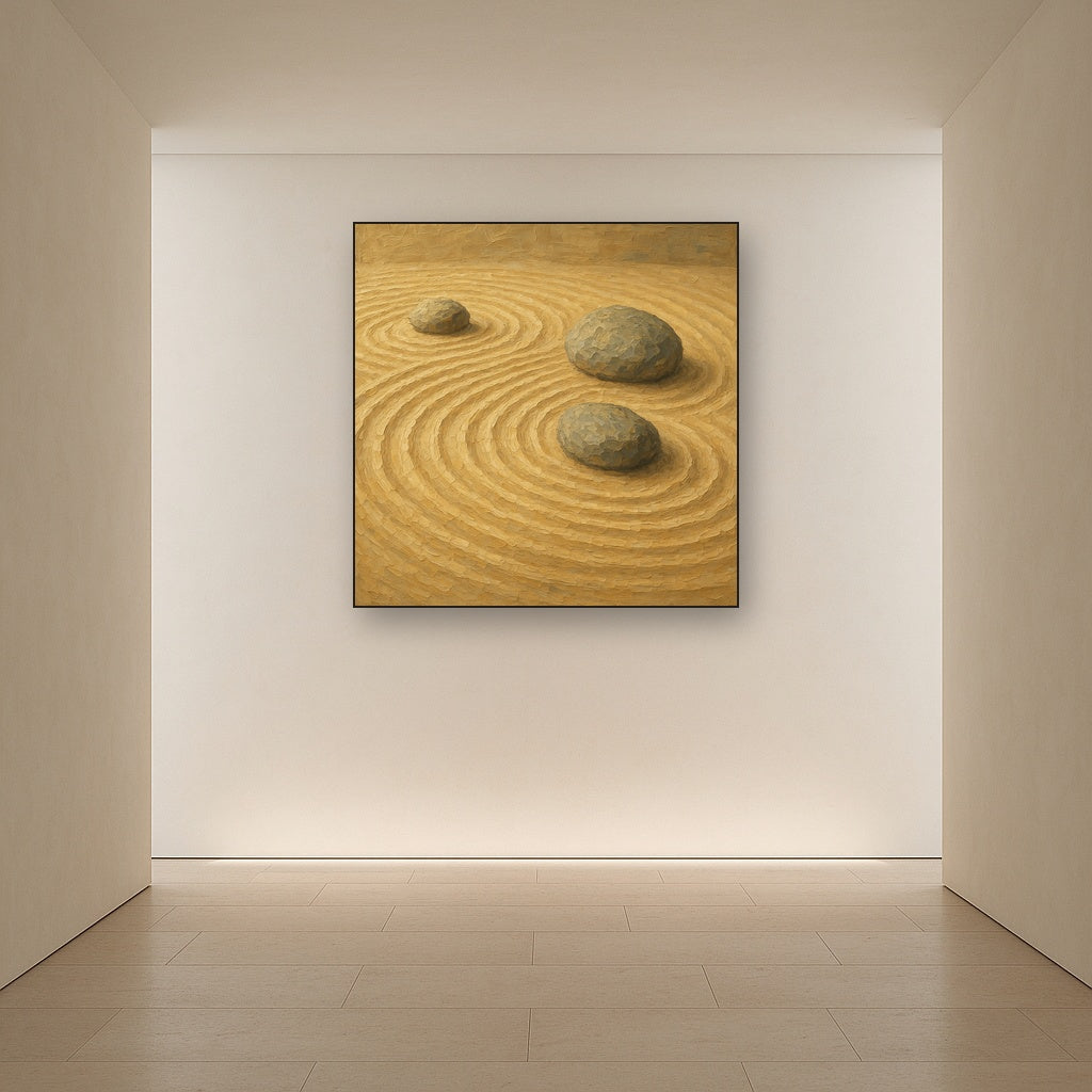 Raked Sand Zen Garden Oil Painting - View 5
