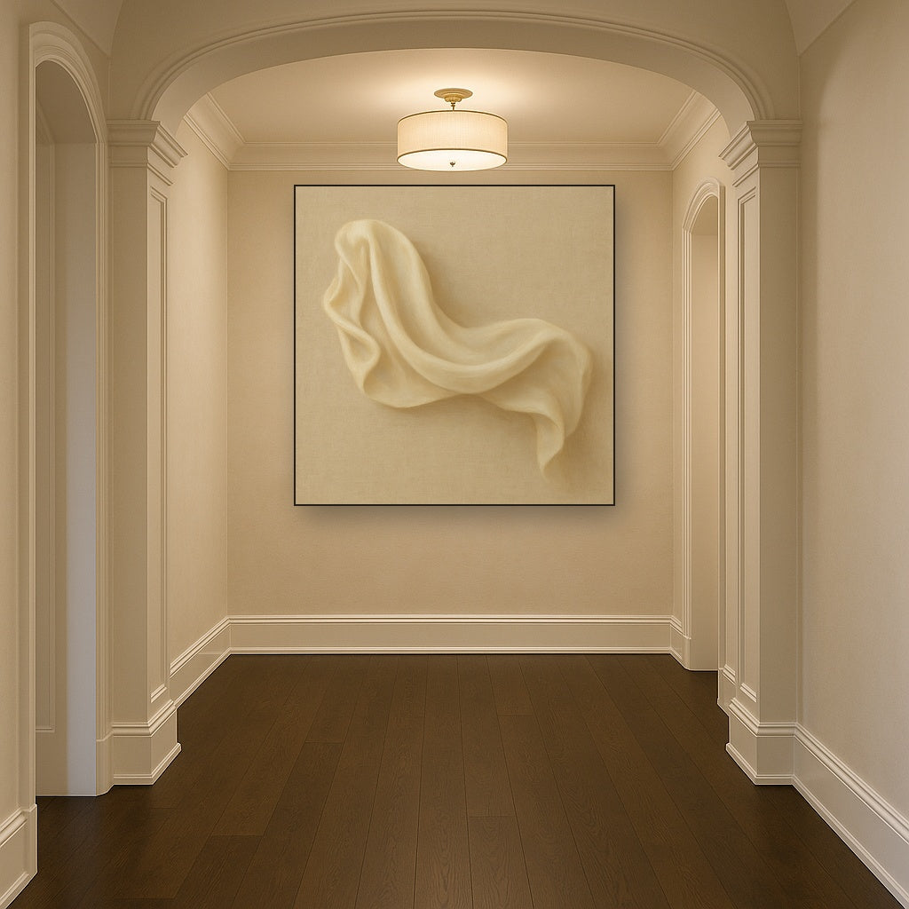 Alabaster Linen Texture Fold No. 4 - Modern Fine Art Oil Painting - View 5