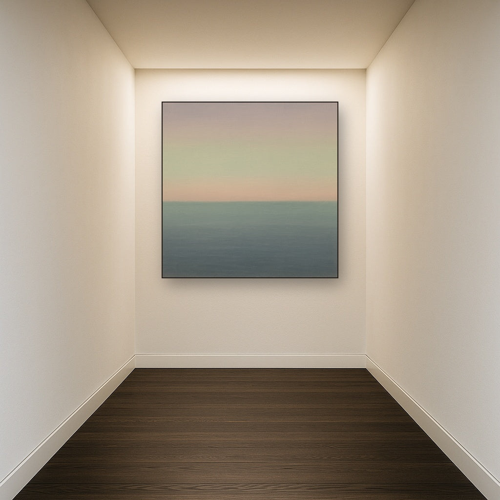 Dusk Horizon in Pale Lavender & Slate No. 3 - Modern Fine Art Oil Painting - View 5
