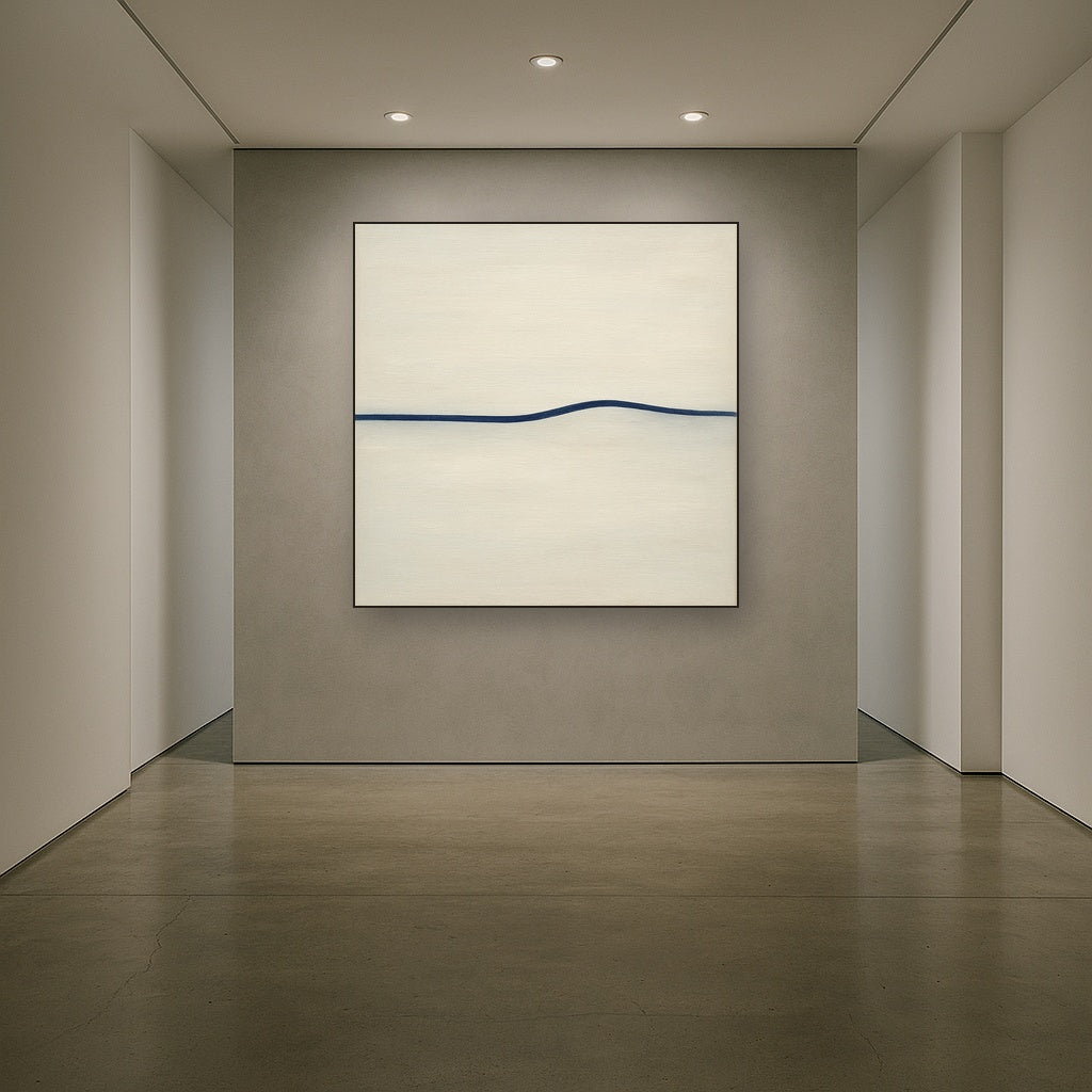 Minimalist Continuous Line Horizon in Deep Indigo No. 3 Fine Art Oil Painting - View 5