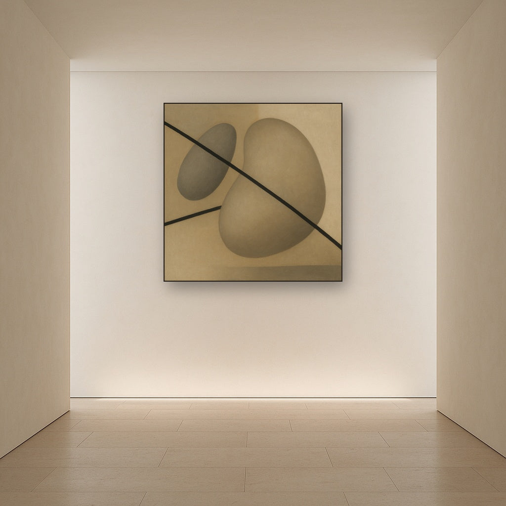 Organic Pebble Contours & Slanted Lines No. 19 Oil Painting - View 5
