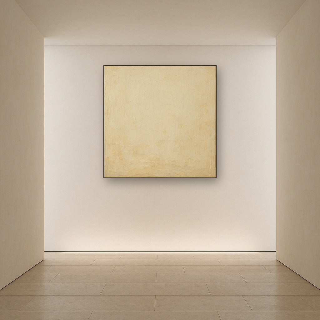 Sun-Bleached Lime Wall Earthy Oil Painting - Styled in Entryway Hallway