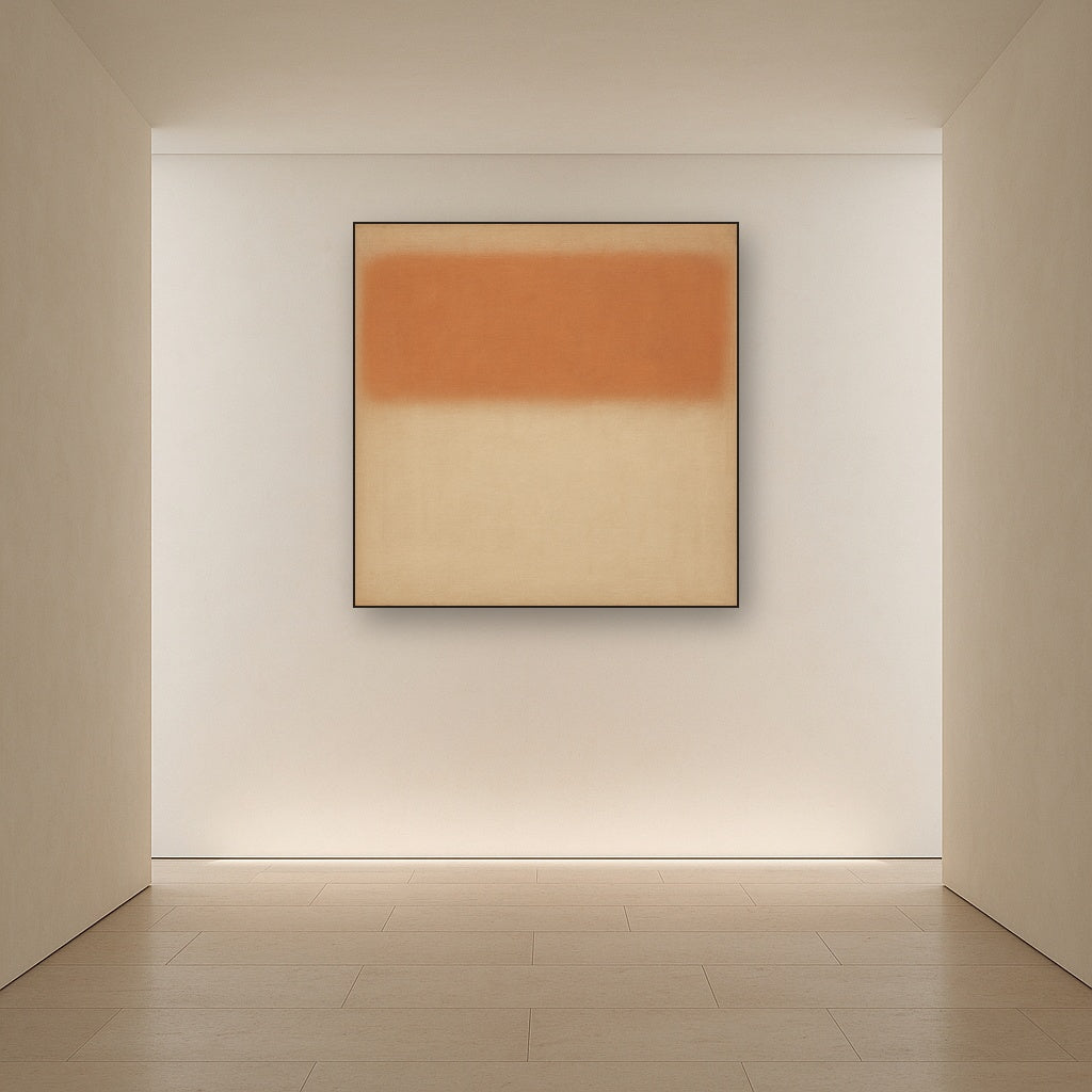 Terracotta & Greige Earth Bands No. 6 - Modern Fine Art Oil Painting - View 5