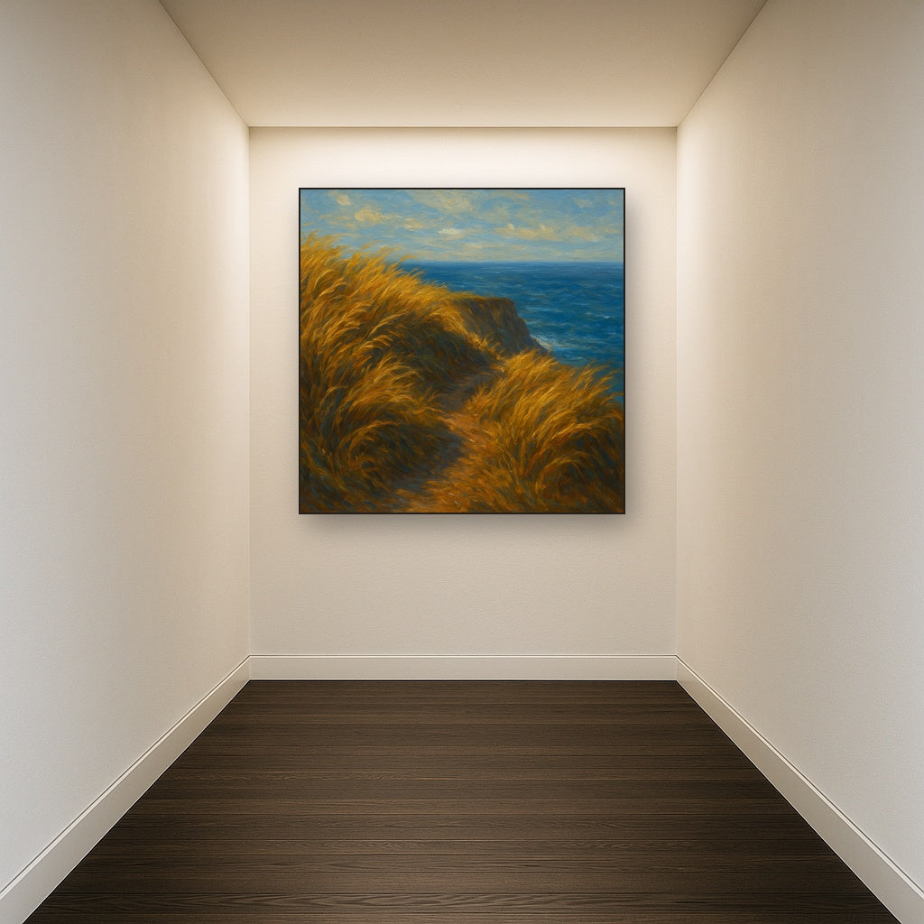 Wild Coastal Grasses on Windswept Bluff No. 6 Fine Art Oil Painting - View 5