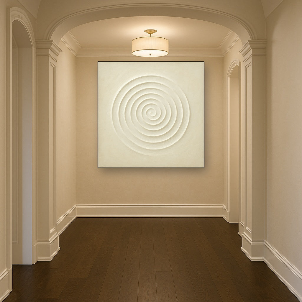 Concentric Zen Circles in Ivory No. 8 - Modern Fine Art Oil Painting - View 5