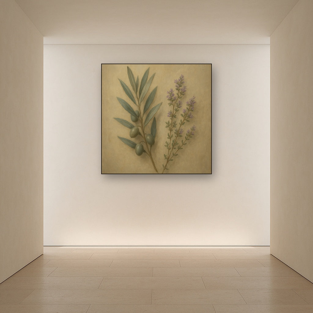 Olive Branches & Wild Thyme Botanical Study No. 5 Fine Art Oil Painting - View 5