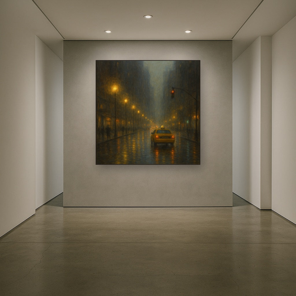 Rain-Drenched Manhattan Avenue Lights No. 10 Oil Painting - View 5
