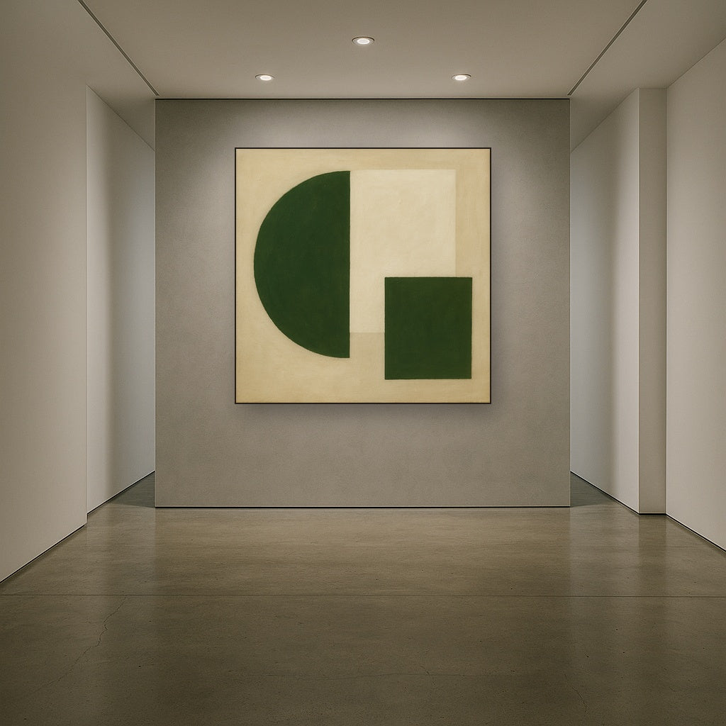 Forest Emerald & Chalk Interlock No. 6 - Modern Fine Art Oil Painting - View 5