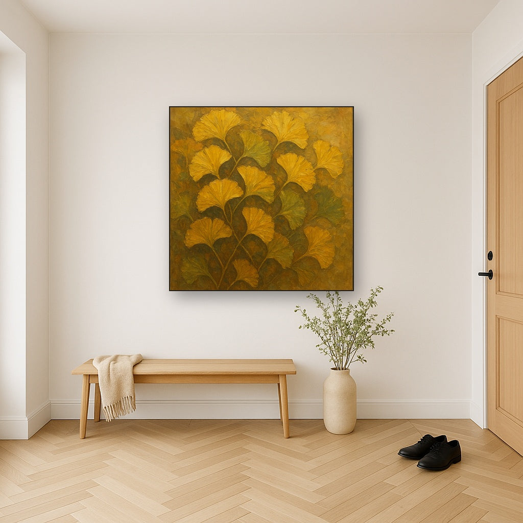 Japanese Ginkgo Leaf Symphony Oil Painting - View 5