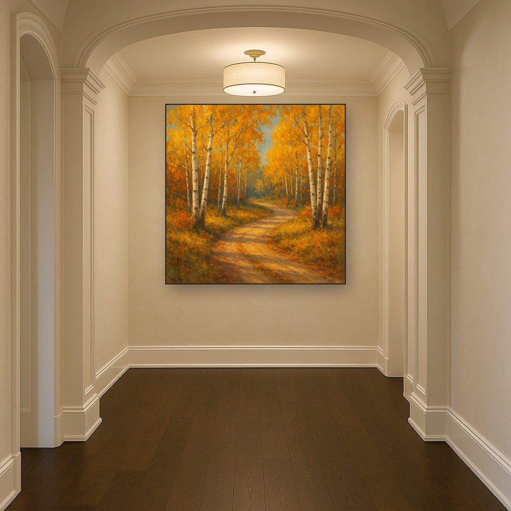 Winding Country Dirt Road through Birch Glade No. 5 Fine Art Oil Painting - View 5