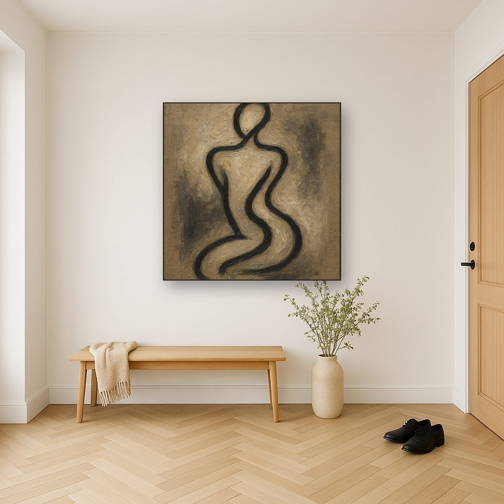 Fluid Form Single Stroke Line Art Oil Painting - View 5