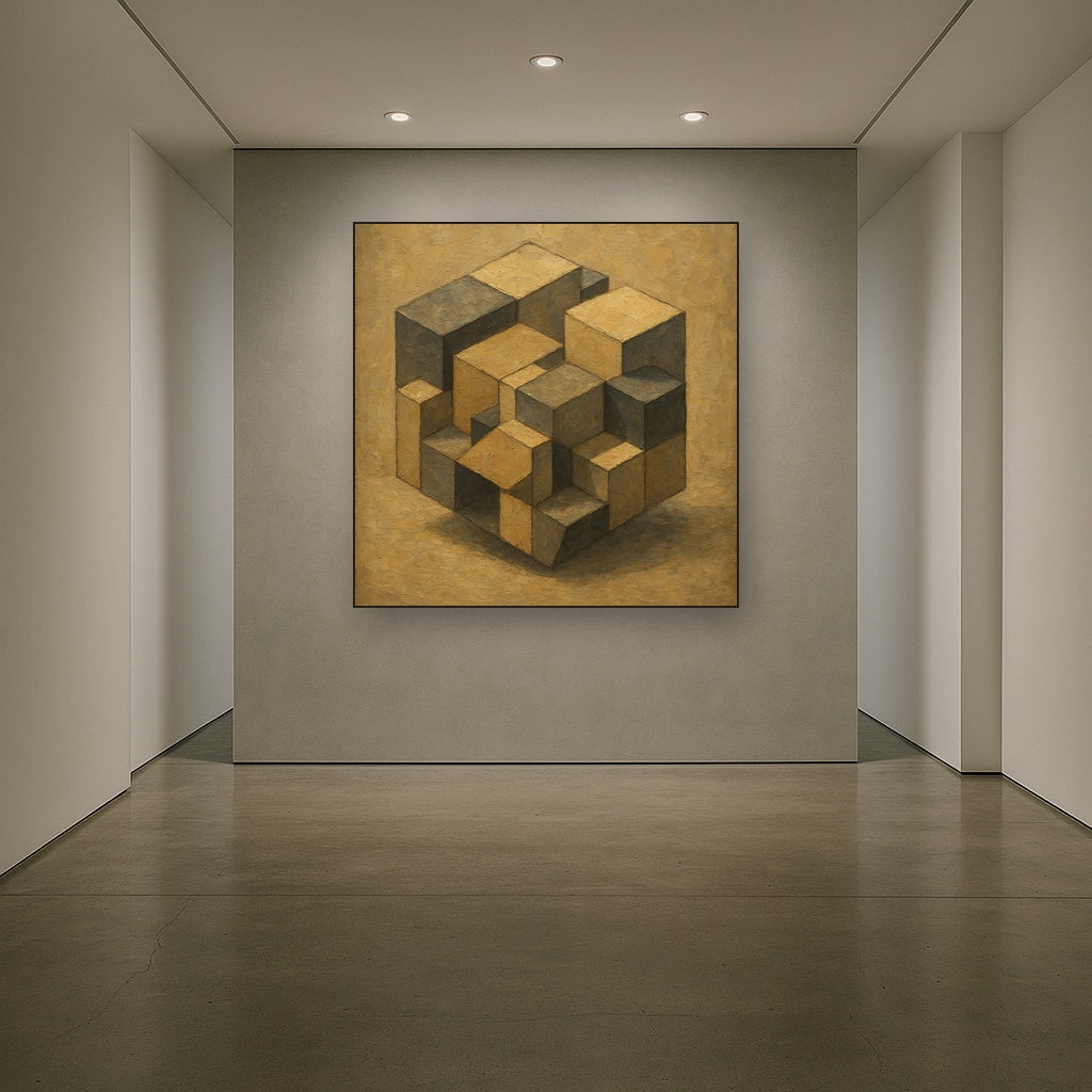 Deconstructed Cube Study Geometric Oil Painting - View 5
