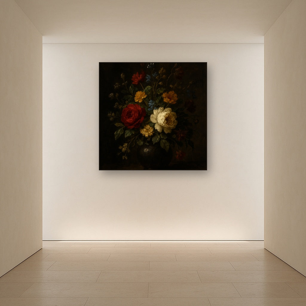 Moody Dutch Master Dark Floral Still Life No. 10 Fine Art Oil Painting - View 5