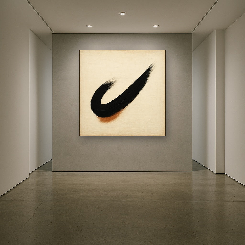 Monochrome Brushstroke Void No. 5 - Modern Fine Art Oil Painting - View 5