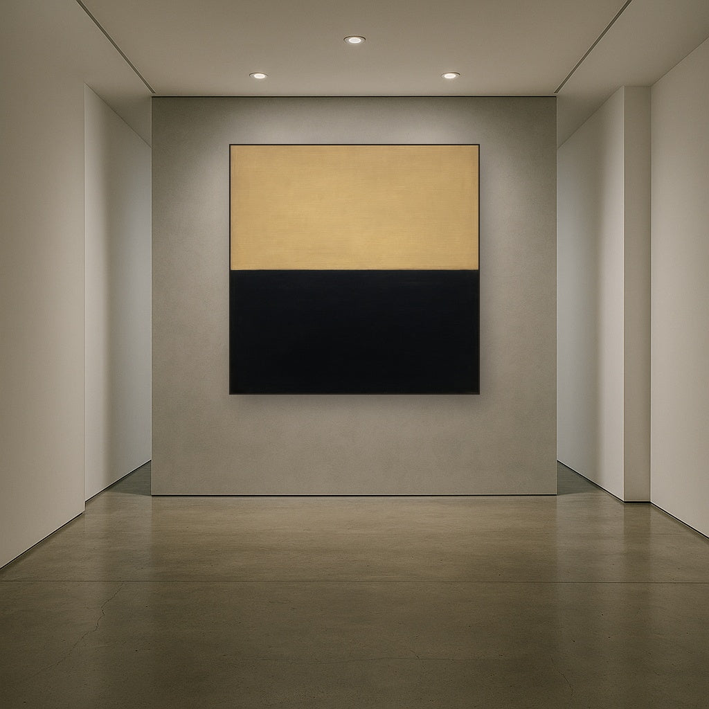 Onyx & Warm Biscuit Horizon No. 9 - Modern Fine Art Oil Painting - View 5