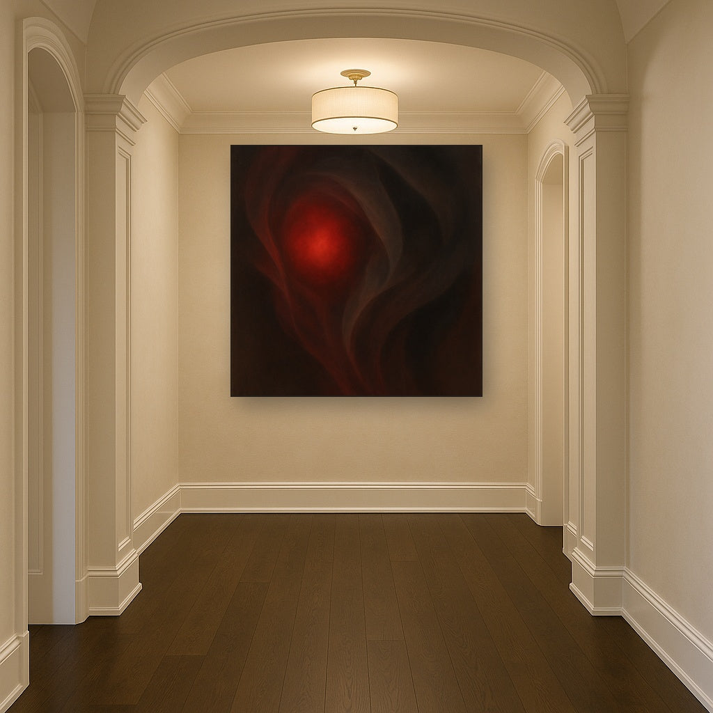 Smoky Ruby & Warm Obsidian Veils No. 8 Oil Painting - View 5