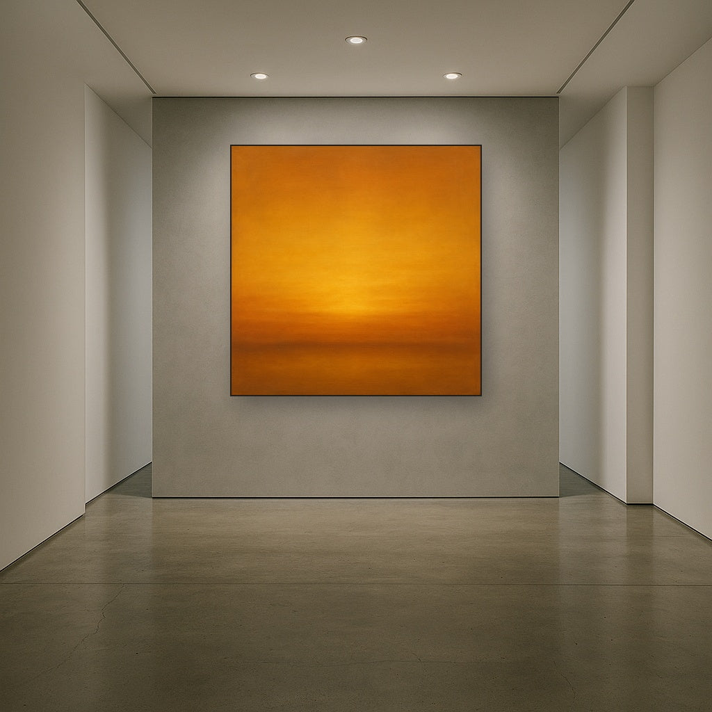 Warm Amber & Raw Sienna Sunset Meditation No. 2 Oil Painting - View 5
