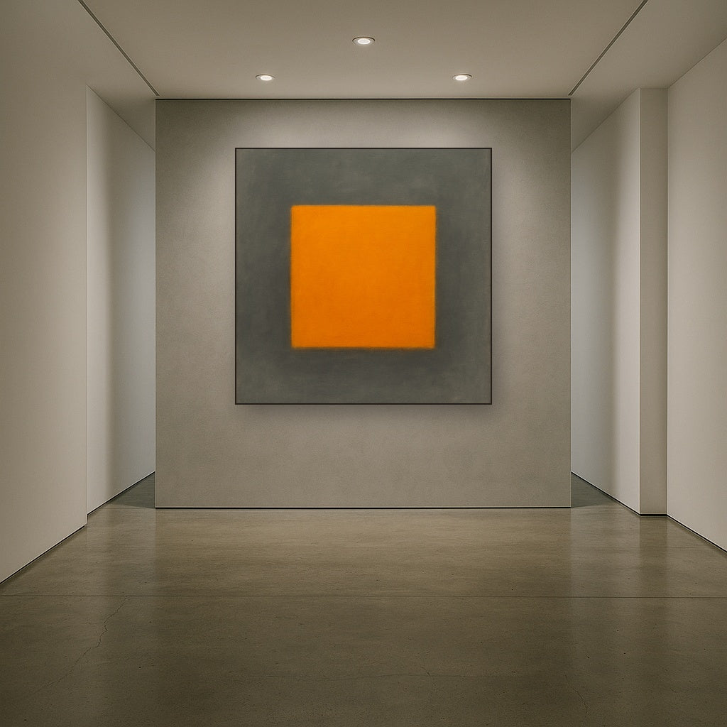 Cadmium Amber & Slate Grey Block No. 10 - Modern Fine Art Oil Painting - View 5