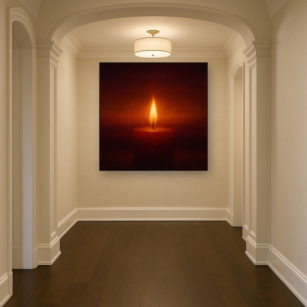 Deep Garnet & Amber Candlelight Horizon No. 15 Oil Painting - View 5