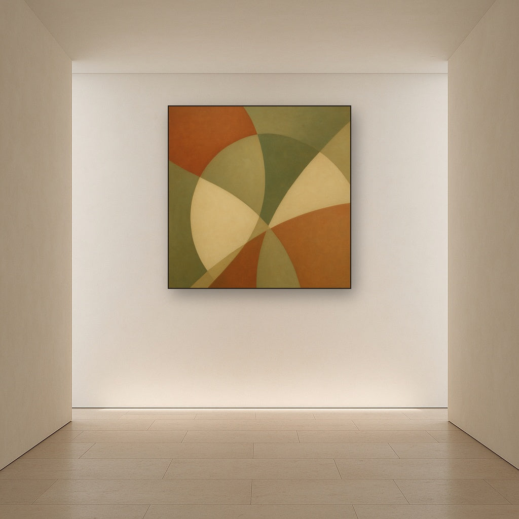 Intersecting Curved Forms in Olive & Rust No. 13 Oil Painting - View 5