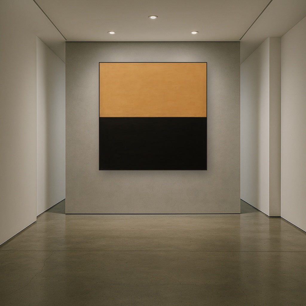 Onyx & Warm Biscuit Horizon No. 9 - Modern Fine Art Oil Painting - View 5