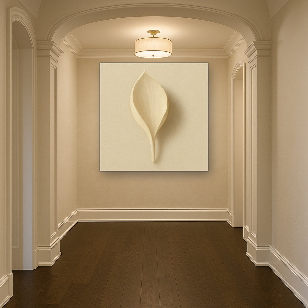 Sculpted Ivory Floral Contour No. 1 - Modern Fine Art Oil Painting - View 5