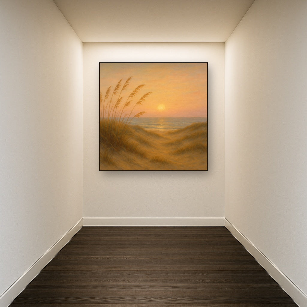 Sea Oats on Rolling Coastal Dunes at Sunset No. 7 Oil Painting - View 5