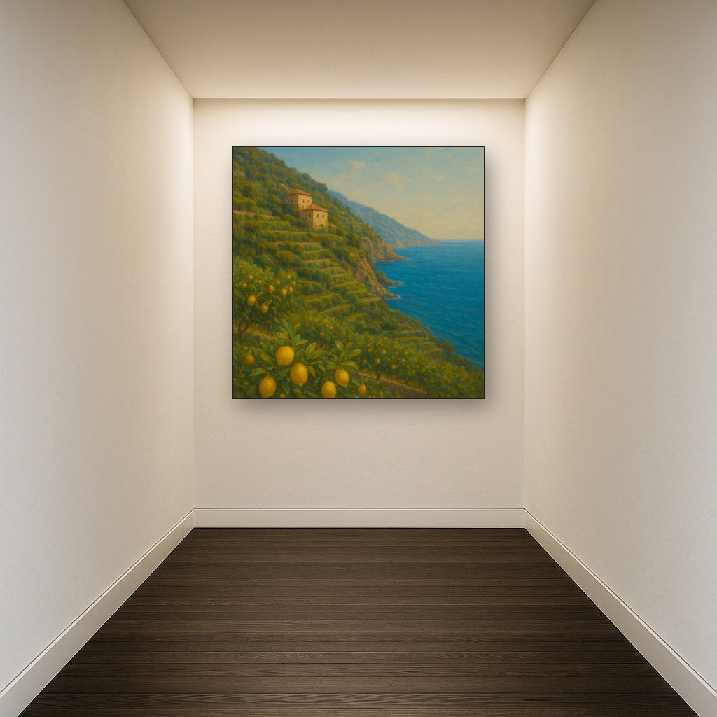 Italian Amalfi Coastline Terraces & Lemon Grove No. 5 Oil Painting - View 5