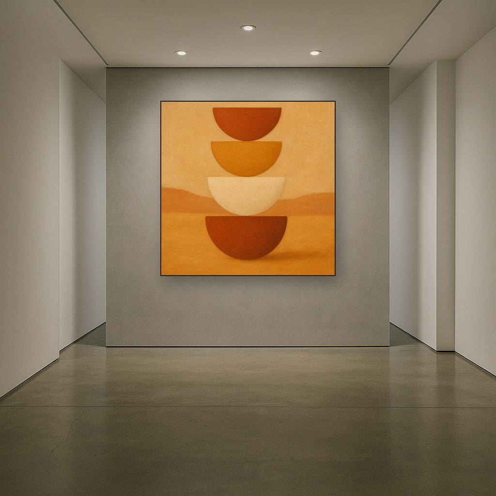 Stacked Semicircle Totem in Desert Warmth No. 8 Fine Art Oil Painting - View 5