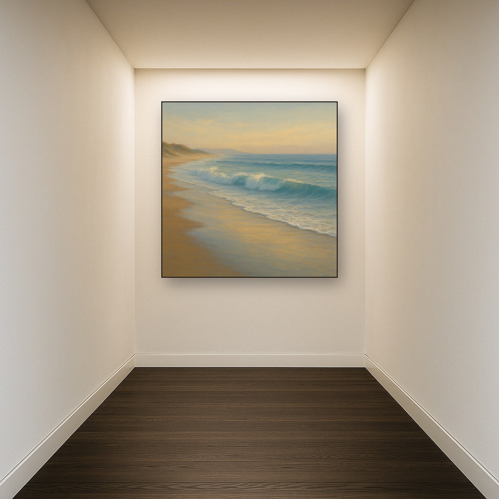 Gentle Breaking Waves & Wet Beach Reflection No. 16 Oil Painting - View 5