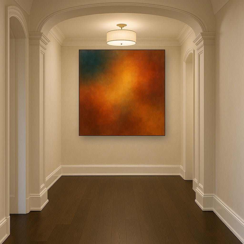 Deep Topaz & Spiced Terracotta Glow No. 6 Oil Painting - View 5