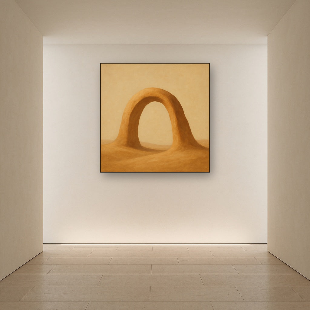 Warm Beige Travertine Arch No. 1 - Modern Fine Art Oil Painting - View 5