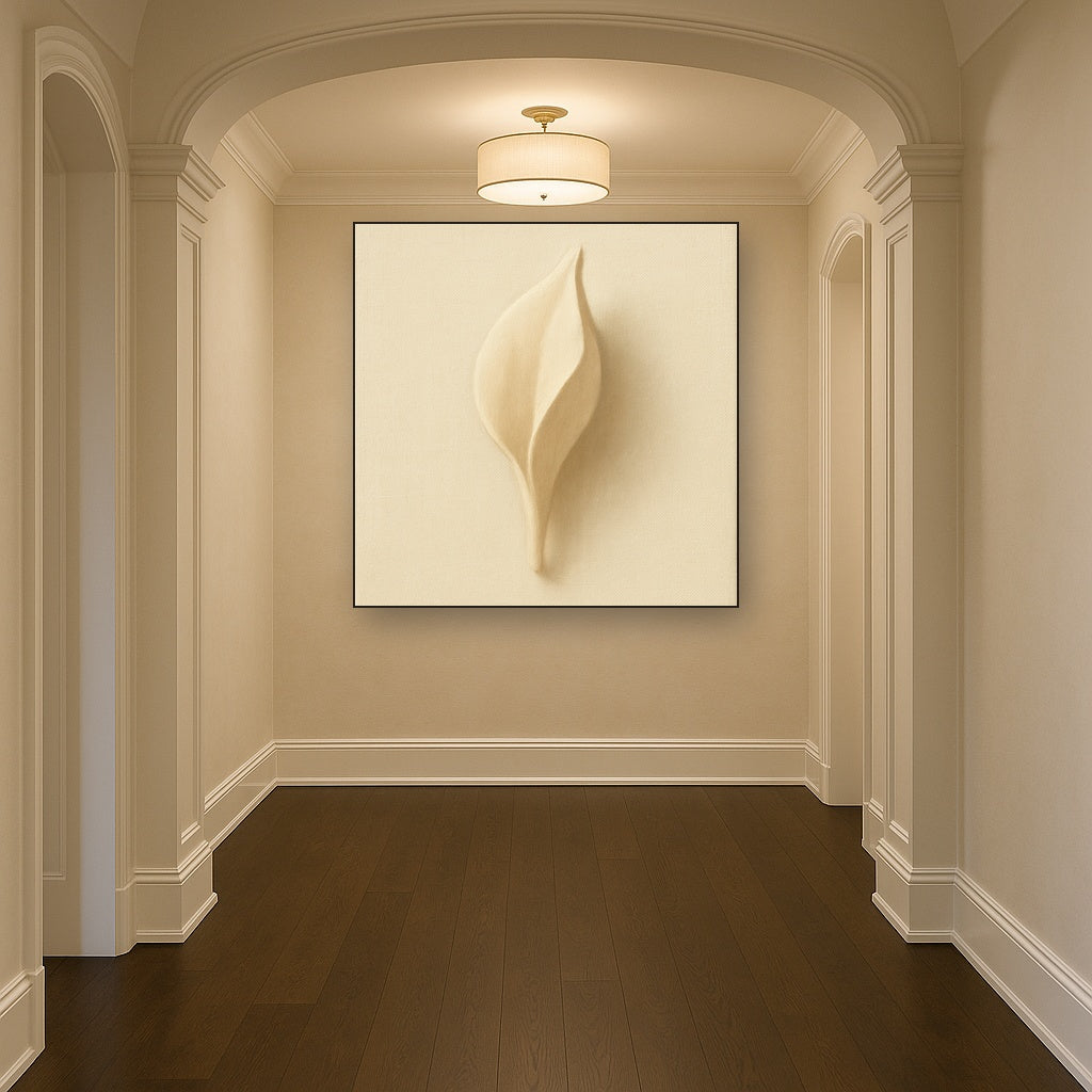 Sculpted Ivory Floral Contour No. 1 - Modern Fine Art Oil Painting - View 5