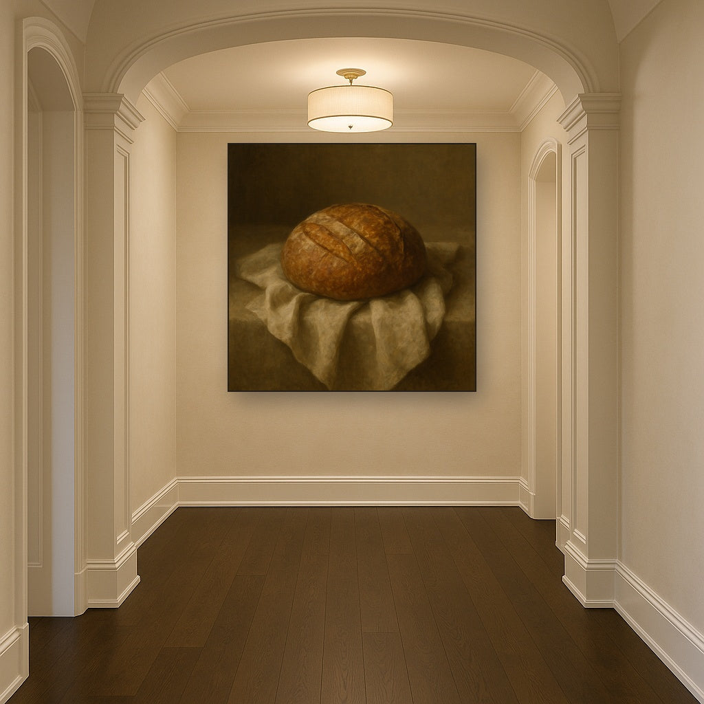 Artisan Sourdough Boule & Linen Drapery No. 10 Oil Painting - View 5