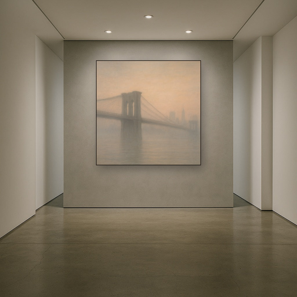 Brooklyn Bridge in Morning River Mist No. 17 Oil Painting - View 5