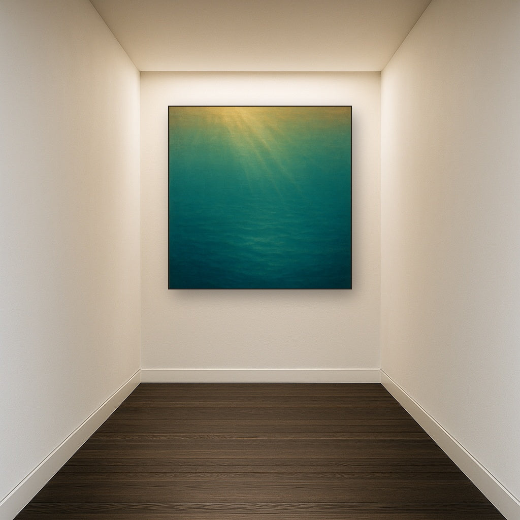 Minimalist Aquamarine Reef Void No. 10 - Modern Fine Art Oil Painting - View 5