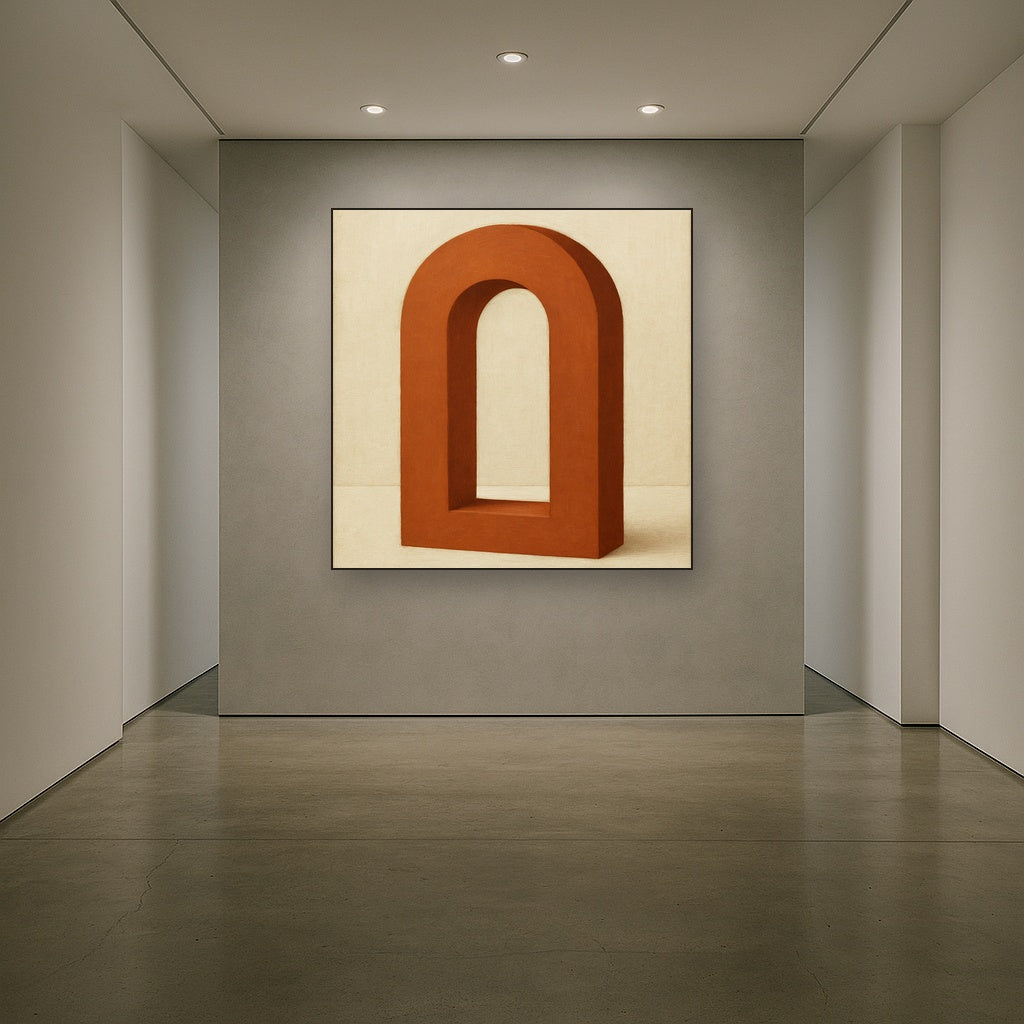 Terracotta Clay & Cream Arch No. 4 - Modern Fine Art Oil Painting - View 5