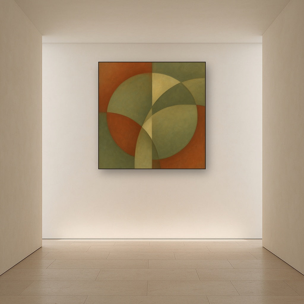 Intersecting Curved Forms in Olive & Rust No. 4 Oil Painting - View 5