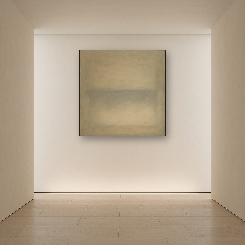 Quiet Solitude in Taupe Wabi-Sabi Oil Painting - View 5