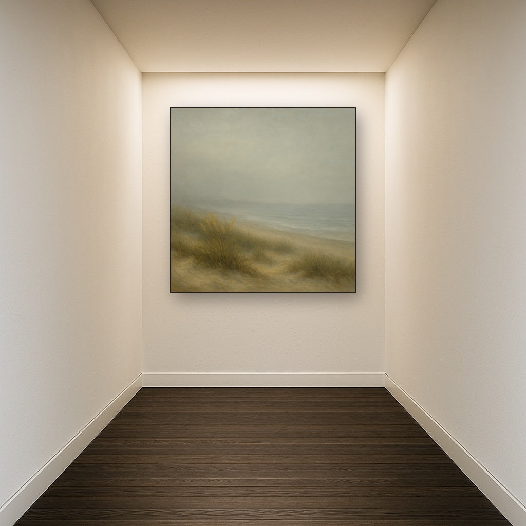 Ethereal Coastal Sea Fog over Silent Dunes No. 3 Fine Art Oil Painting - View 5