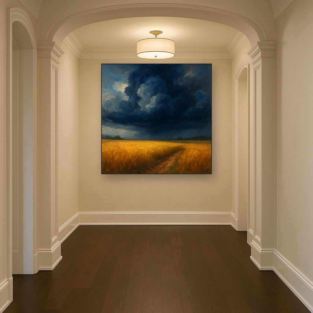 Harvest Wheatfield under Dramatic Thunderhead Sky No. 7 Fine Art Oil Painting - View 5