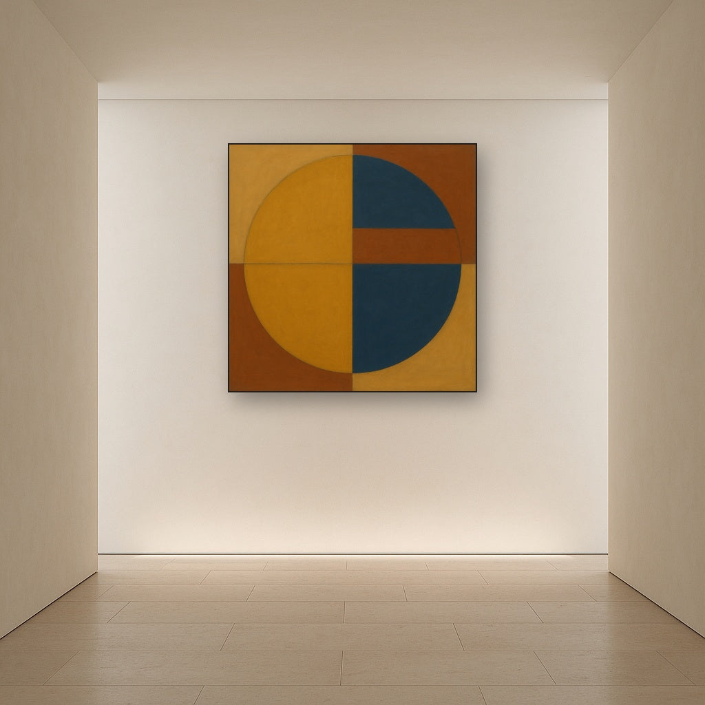 Bauhaus Quadrant Harmony in Primary Earth Tones No. 9 Oil Painting - View 5