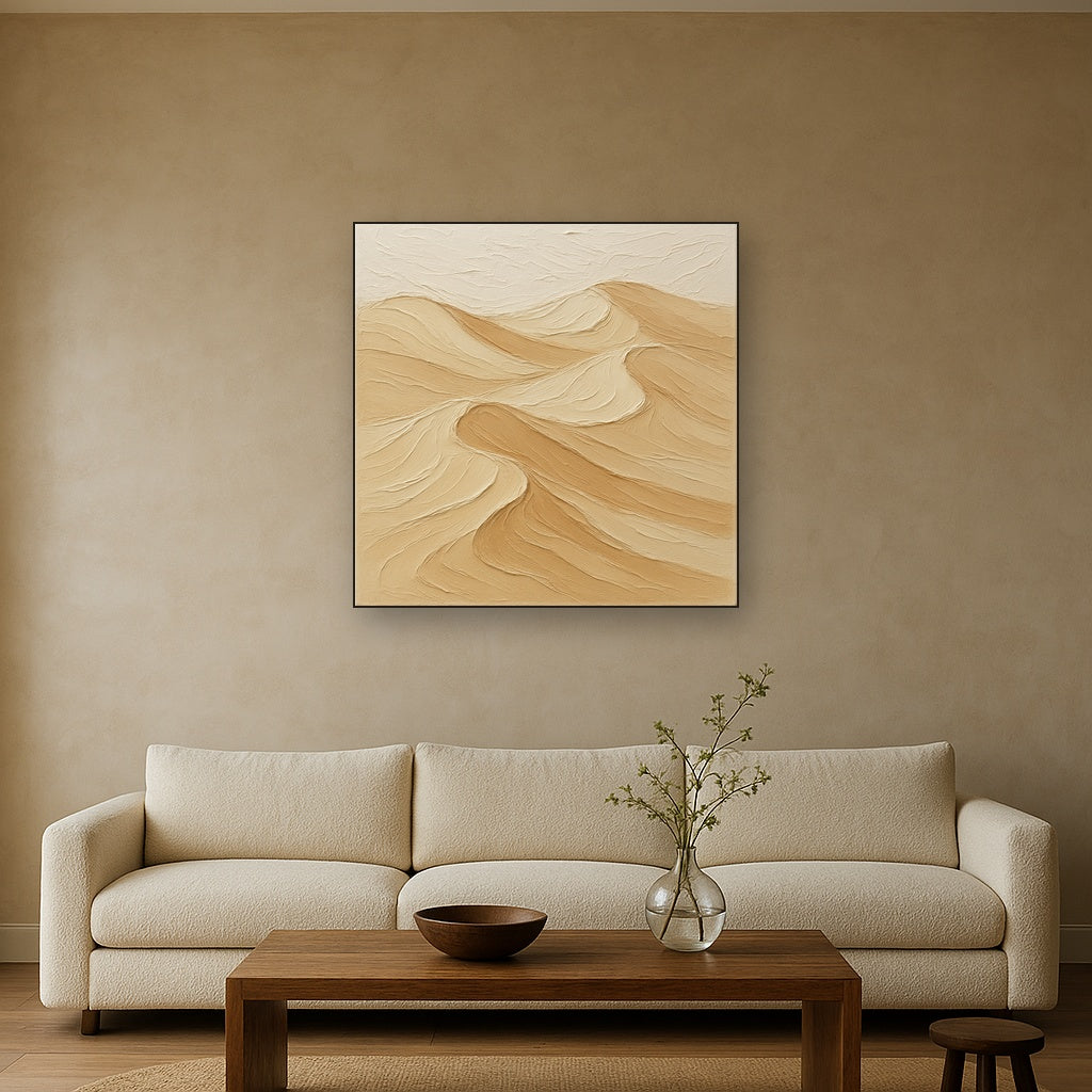 Textured Neutral Sand Dunes Oil Painting - View 2