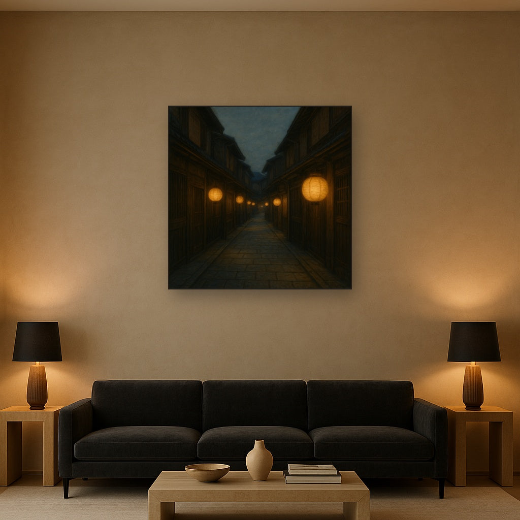 Old Kyoto Gion Alley in Soft Lantern Light No. 16 Oil Painting - View 2
